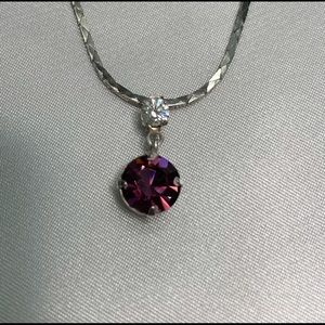CZ and purple stone faux Amethyst necklace